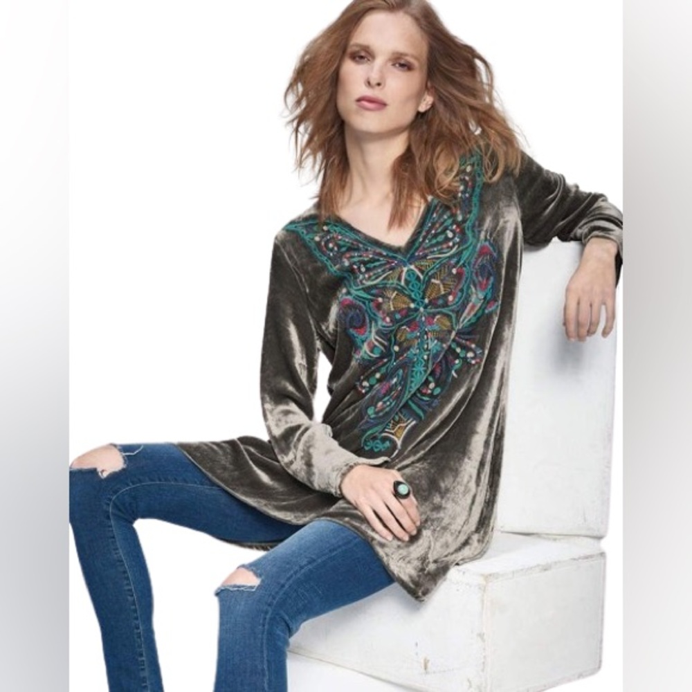 Johnny Was Petite Aurelia Velvet Pull On Tunic